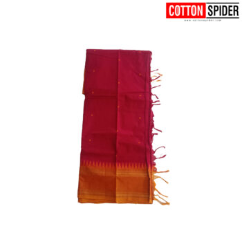 Chettinadu Pink Saree with Yellow Border - Image 3