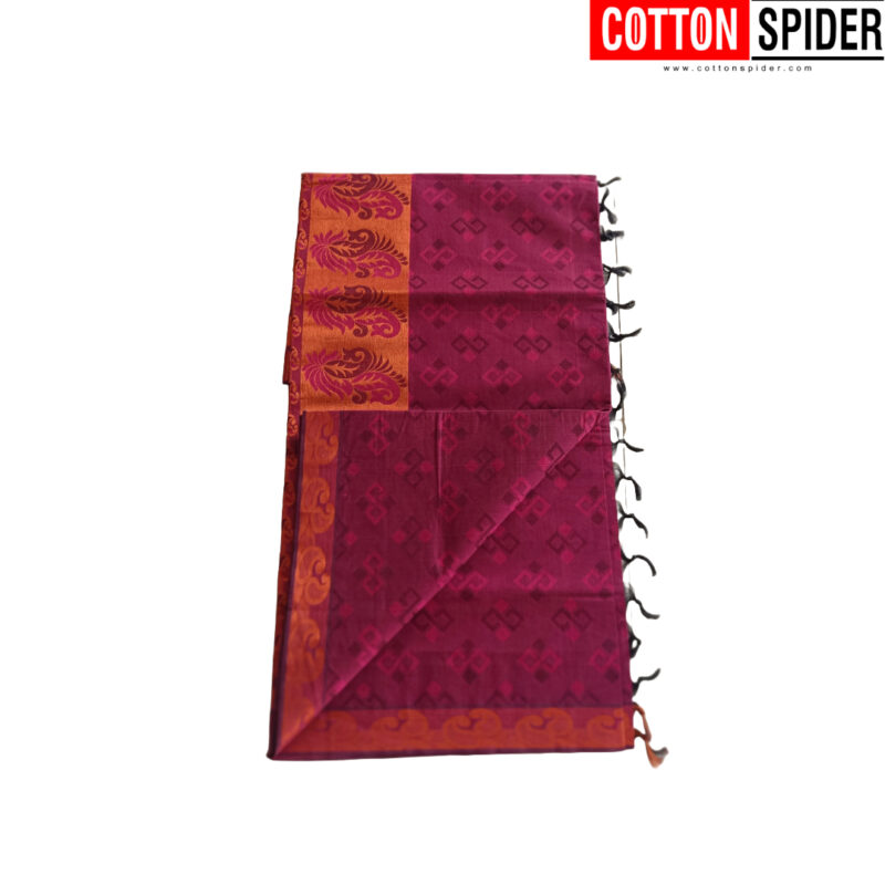 Negamam Lavender Saree with Gold border - Image 2