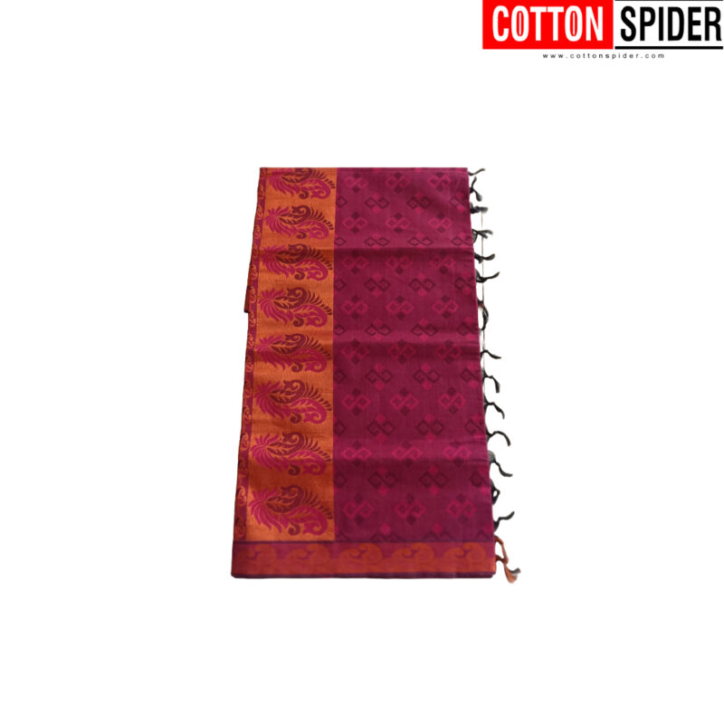 Negamam Lavender Saree with Gold border - Image 3