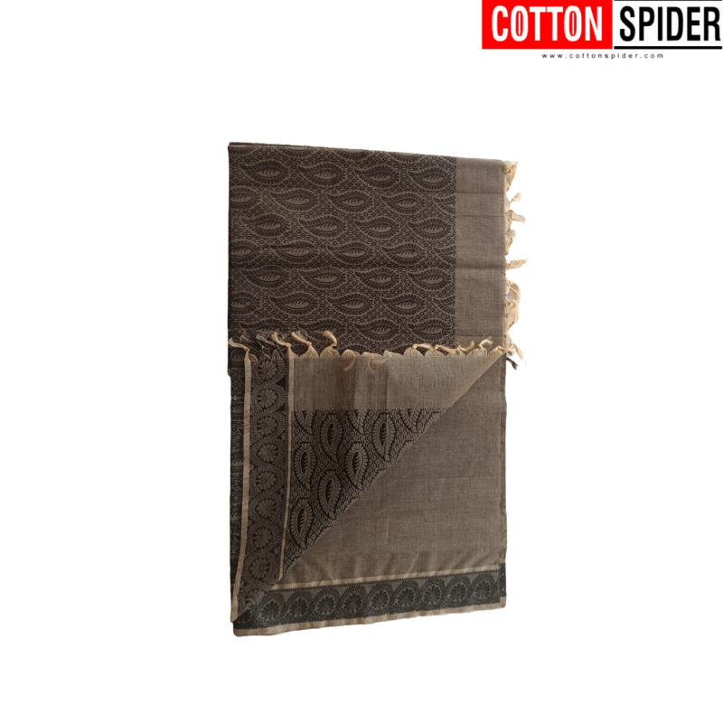 Negamam Black Saree with Grey Border - Image 2