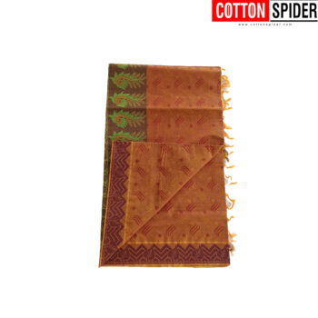 Negamam Orange Saree with  Green Border - Image 2