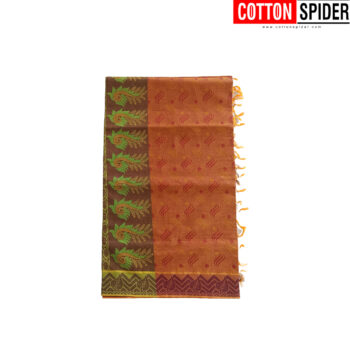 Negamam Orange Saree with  Green Border - Image 3