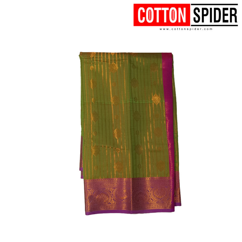Soft Silk Light Green Saree with Pink Border - Image 2