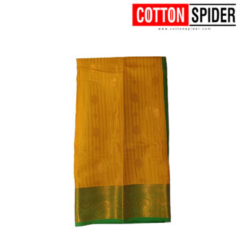 Soft Silk Yellow Saree with Green Border - Image 2