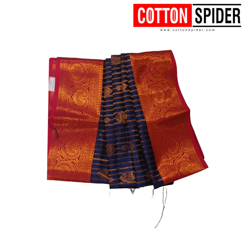 Soft Silk Blue Saree with Red Border
