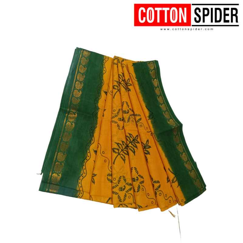 Sungadi Yellow Saree with Green Border