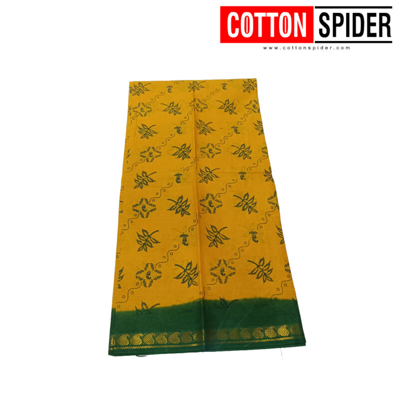 Sungadi Yellow Saree with Green Border - Image 2