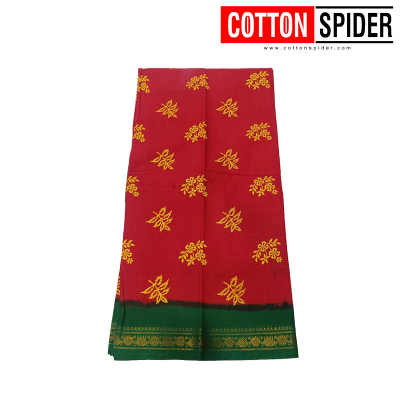 Sungadi Red Saree with Green Border - Image 3