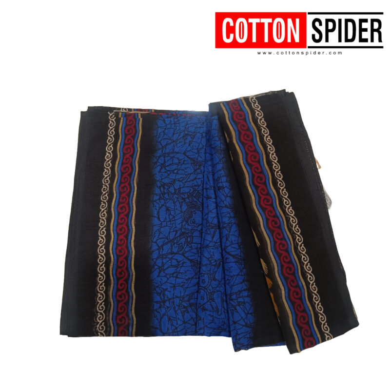 Fancy Cotton Blue  Saree with Black Border
