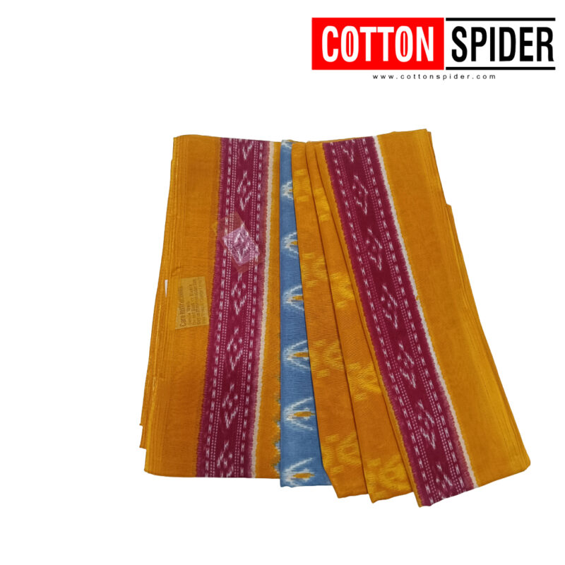 Fancy Cotton Blue  Saree with Yellow Border