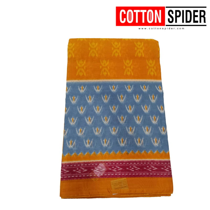 Fancy Cotton Blue  Saree with Yellow Border - Image 2