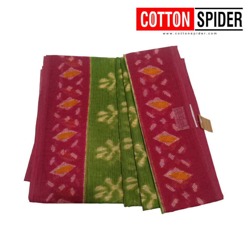 Fancy Cotton Green  Saree with Pink Border