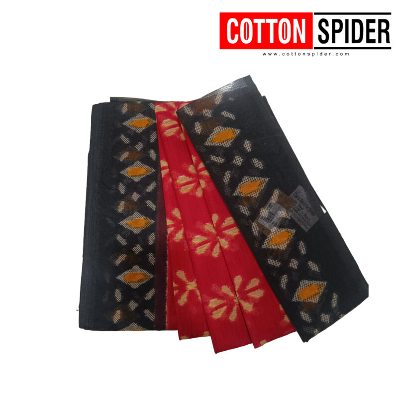 Fancy Cotton Red  Saree with Blue Border