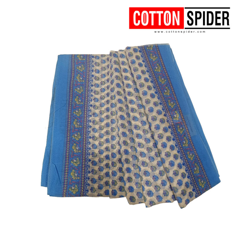 Fancy Cotton White  Saree with Blue Border