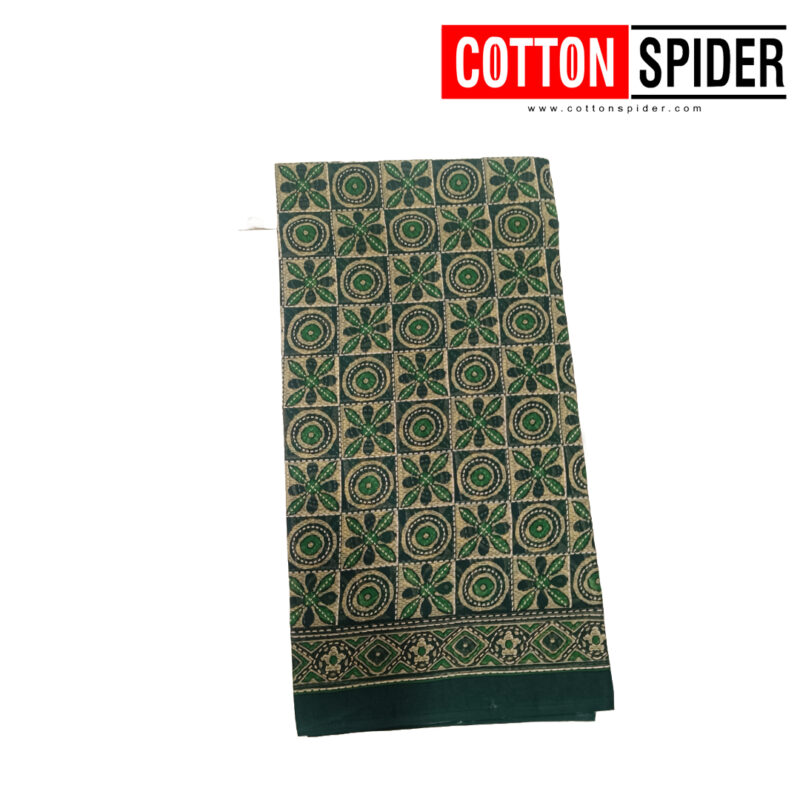 Fancy Cotton Green  Saree - Image 2