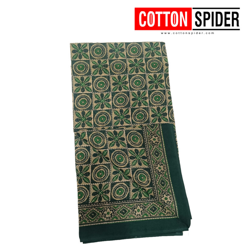 Fancy Cotton Green  Saree - Image 3