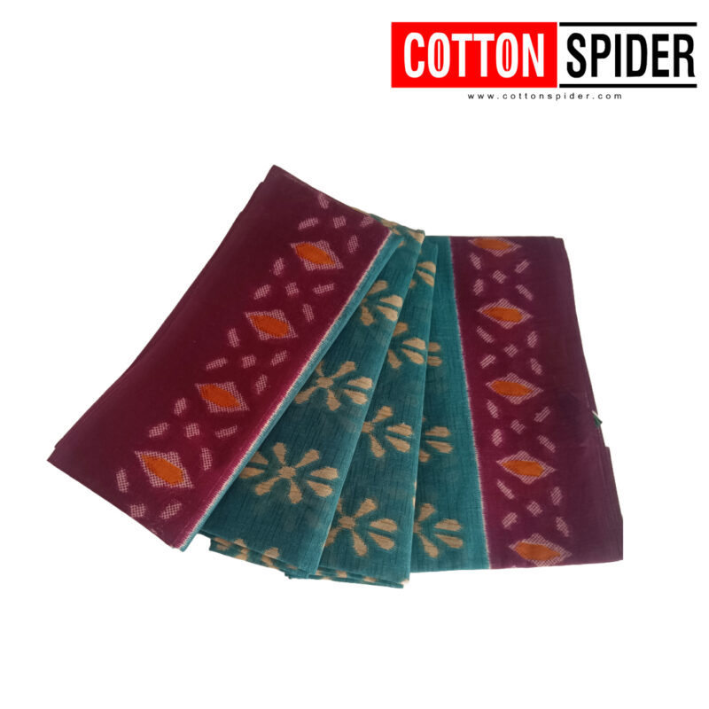 Fancy Cotton Blue  Saree with Violet Border