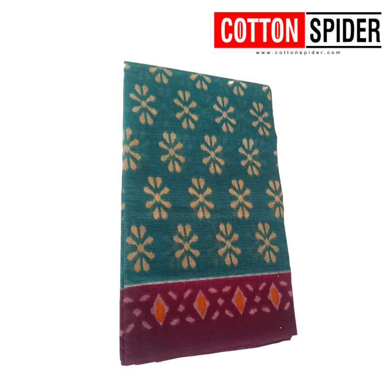 Fancy Cotton Blue  Saree with Violet Border - Image 2