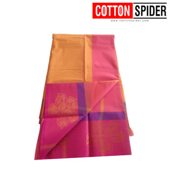 Bud Silk Yellow Saree with Pink Border - Image 3
