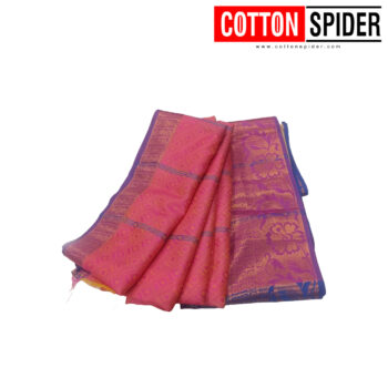 Bud Silk Pink Saree with Blue Border