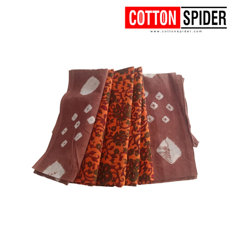 Chettinad  Orange Saree with  Brown Border