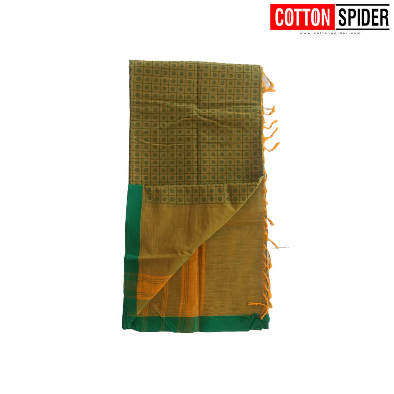 Chettinadu Light Green Saree with Green Border - Image 2