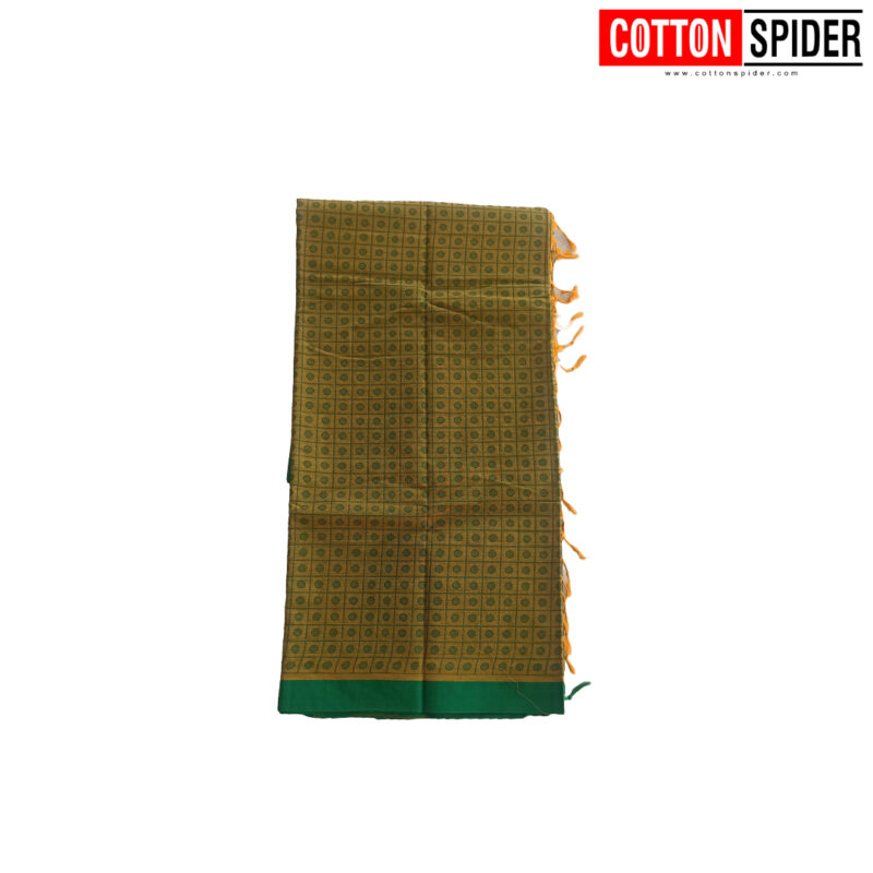 Chettinadu Light Green Saree with Green Border - Image 3