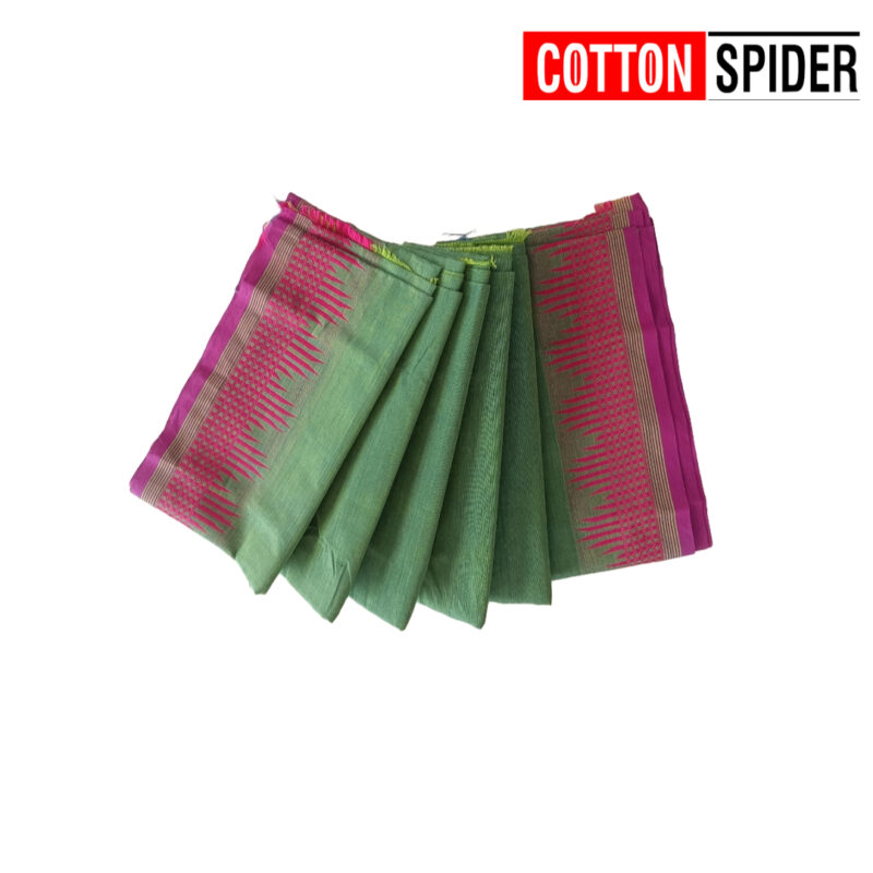 Chettinadu Green Saree with Pink Border