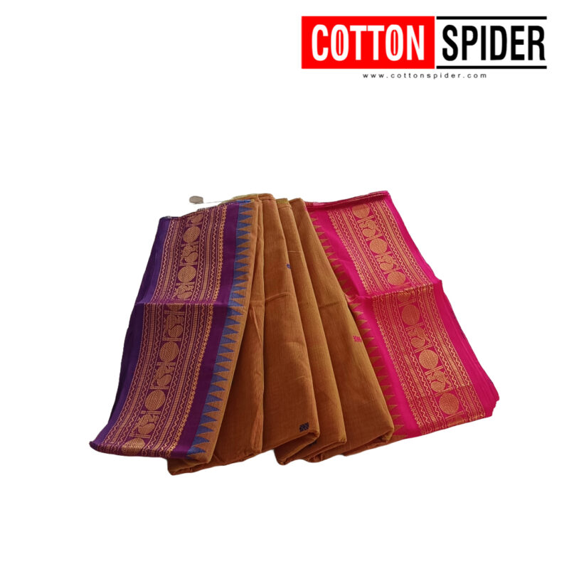 Chettinad  Green Saree with  Pink Border