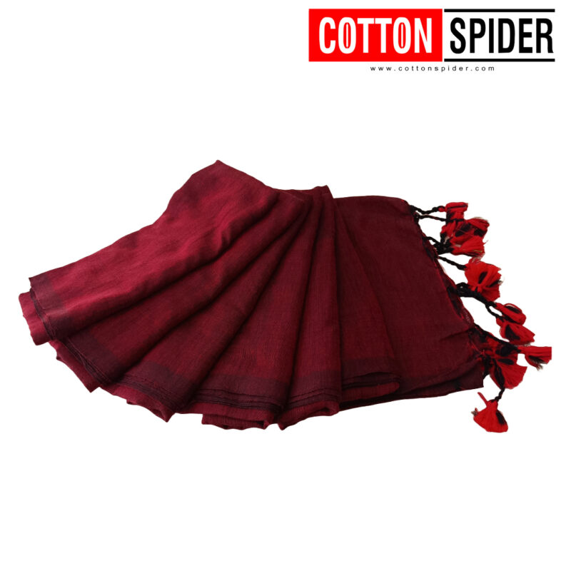 Khadi  Dark Red Saree