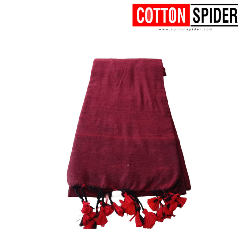Khadi  Dark Red Saree - Image 2