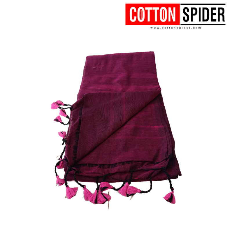 Khadi  Dark Violet Saree - Image 3