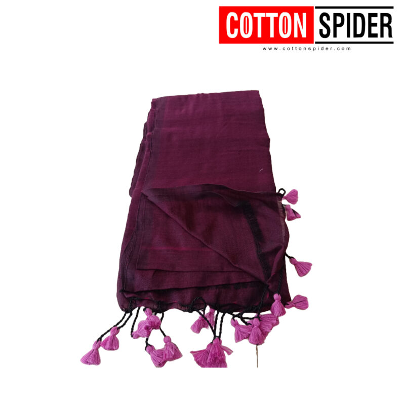 Khadi  Dark Violet Saree - Image 3