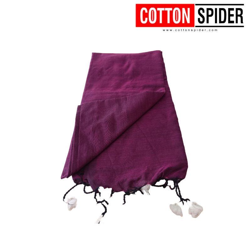 Khadi  Dark Violet Saree - Image 3