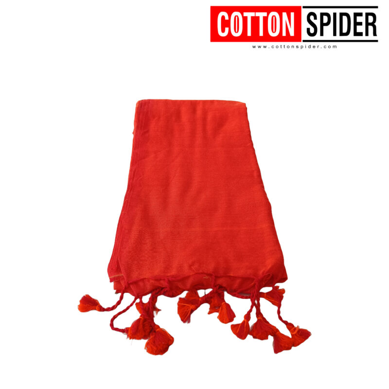 Khadi  Orange Saree - Image 2