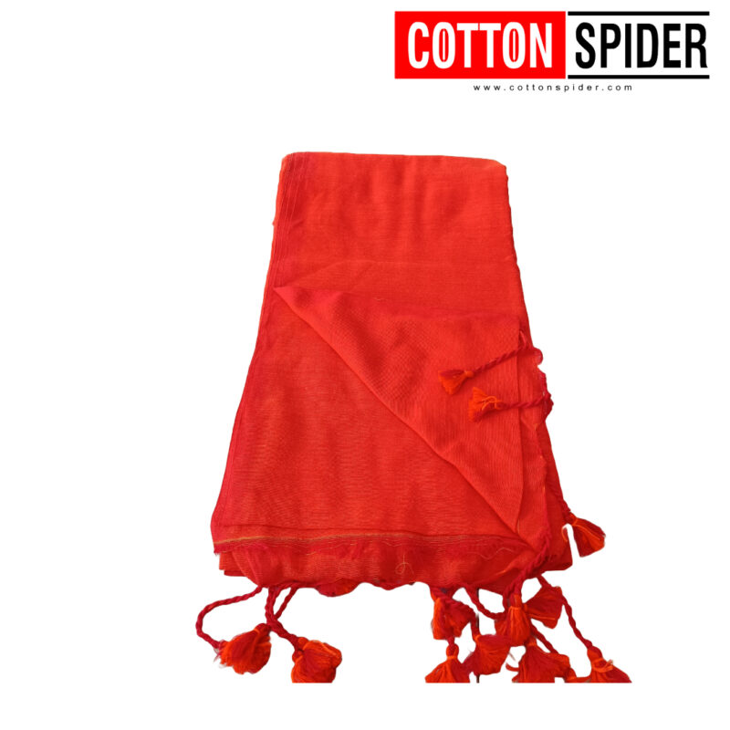 Khadi  Orange Saree - Image 3