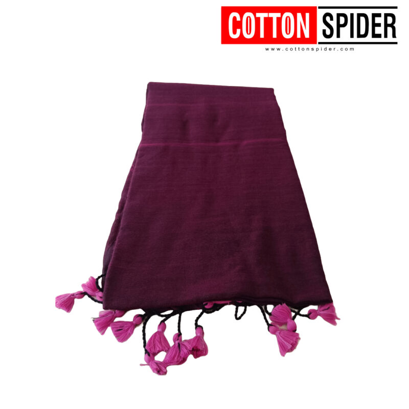 Khadi  Dark Violet Saree - Image 2