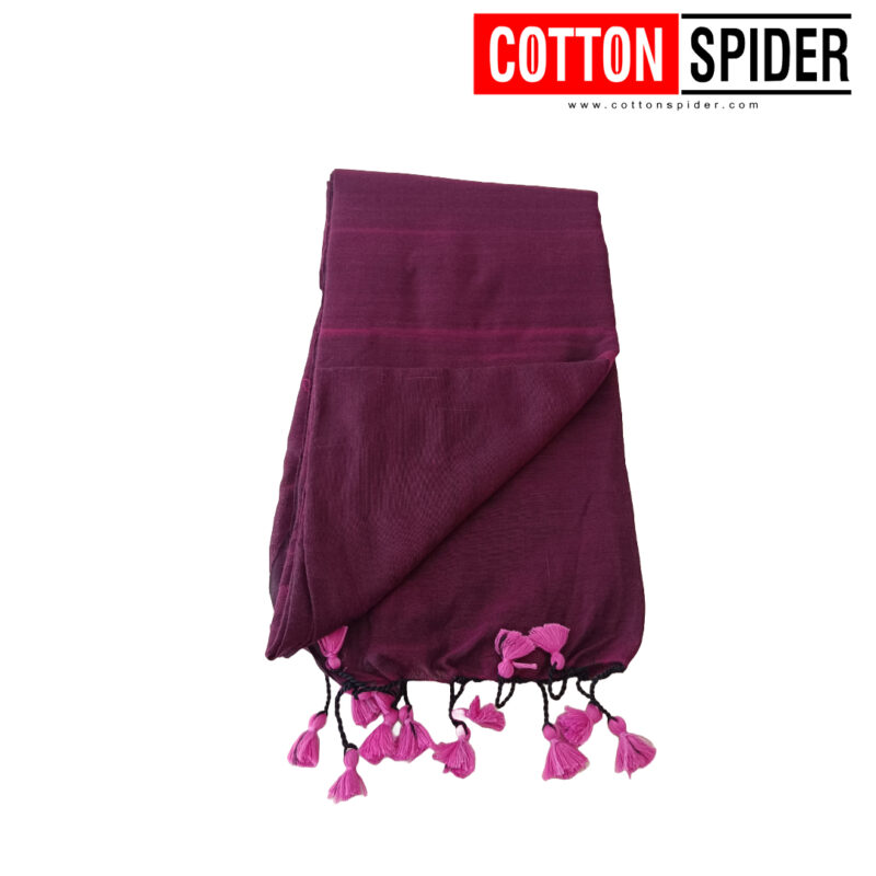 Khadi  Dark Violet Saree - Image 3