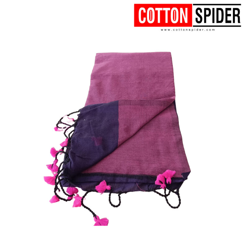 Khadi Dark Violet & Light Violet Saree - Image 3