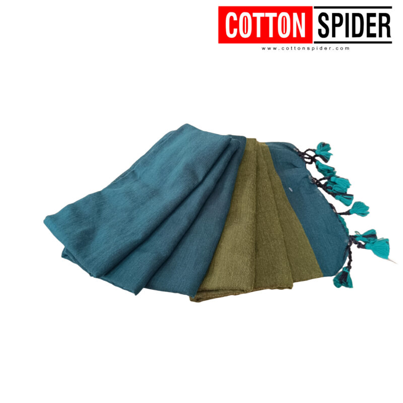 Khadi Sky Blue & Light Green Saree