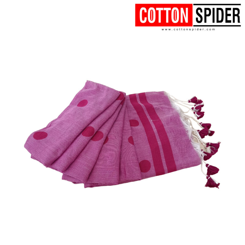 Khadi Pink  & Pink  Ball Saree