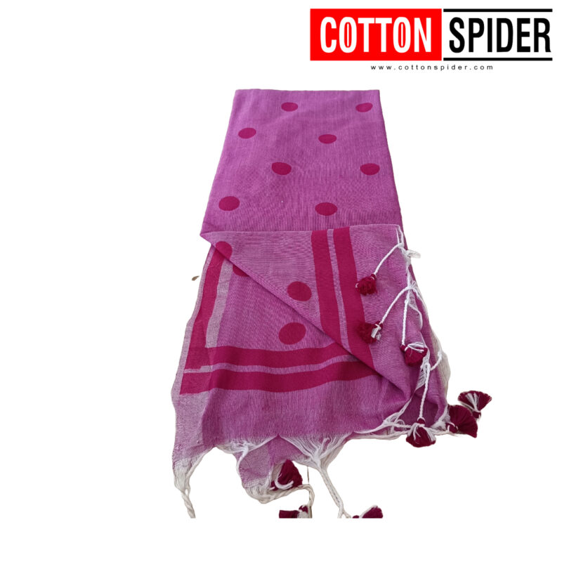 Khadi Pink  & Pink  Ball Saree - Image 3