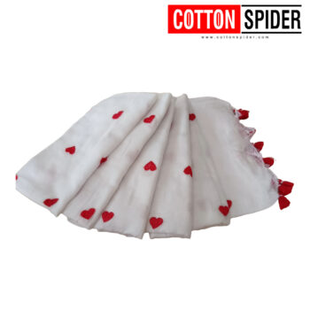 Khadi White & Red Heart Saree