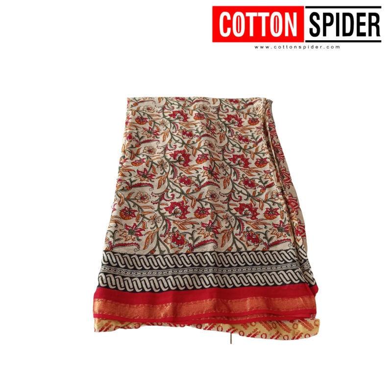 Khadi Sandle & Red  Design Saree - Image 2