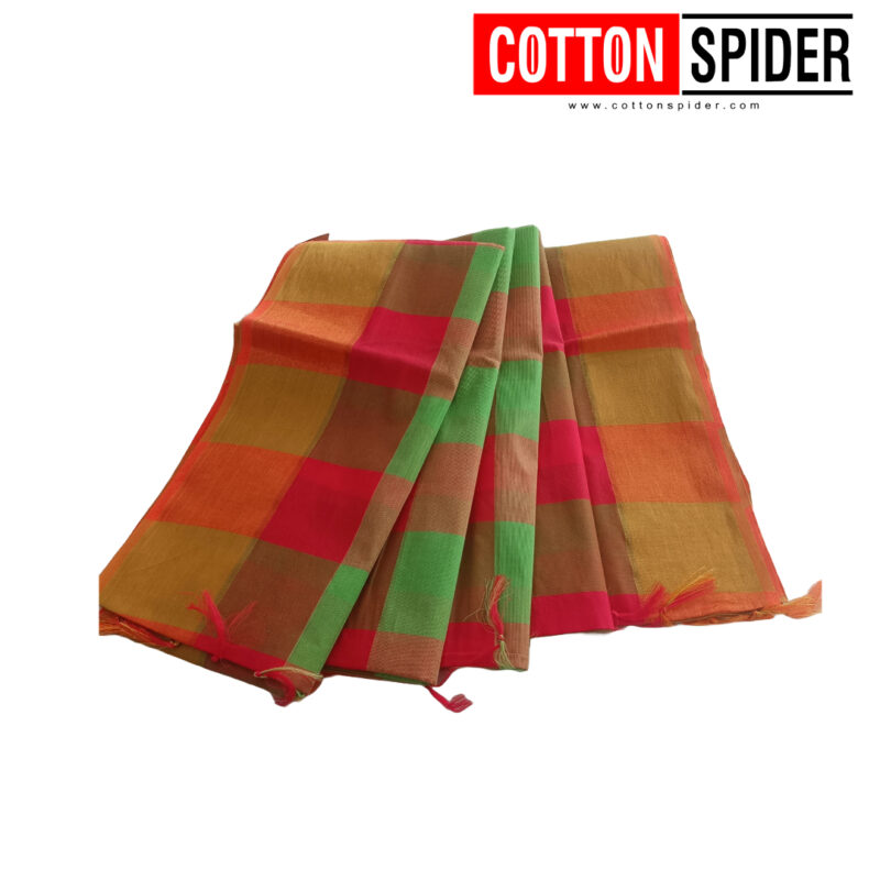 Negamam Red & Green Checked Saree