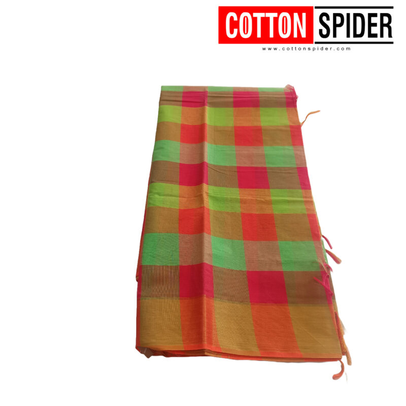 Negamam Red & Green Checked Saree - Image 2