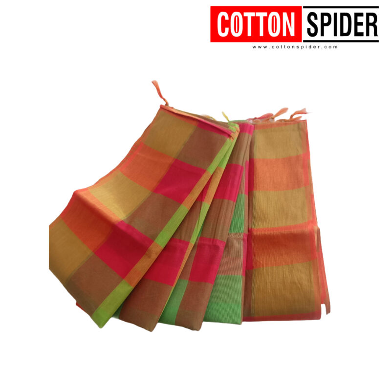 Negamam Red & Green Checked Saree