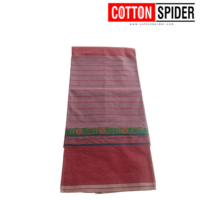 Negamam  Brown Saree with Red - Image 2