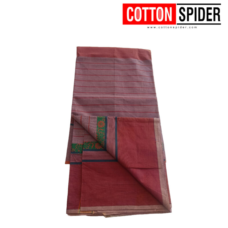 Negamam  Brown Saree with Red - Image 3