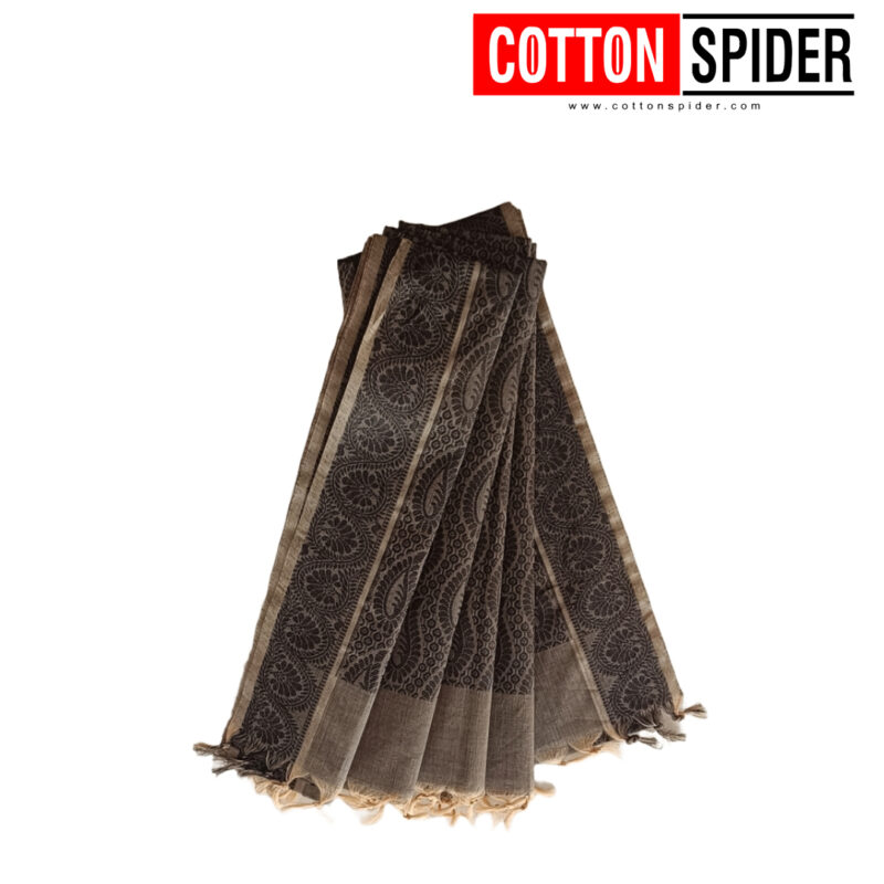 Negamam Black Saree with Grey Border